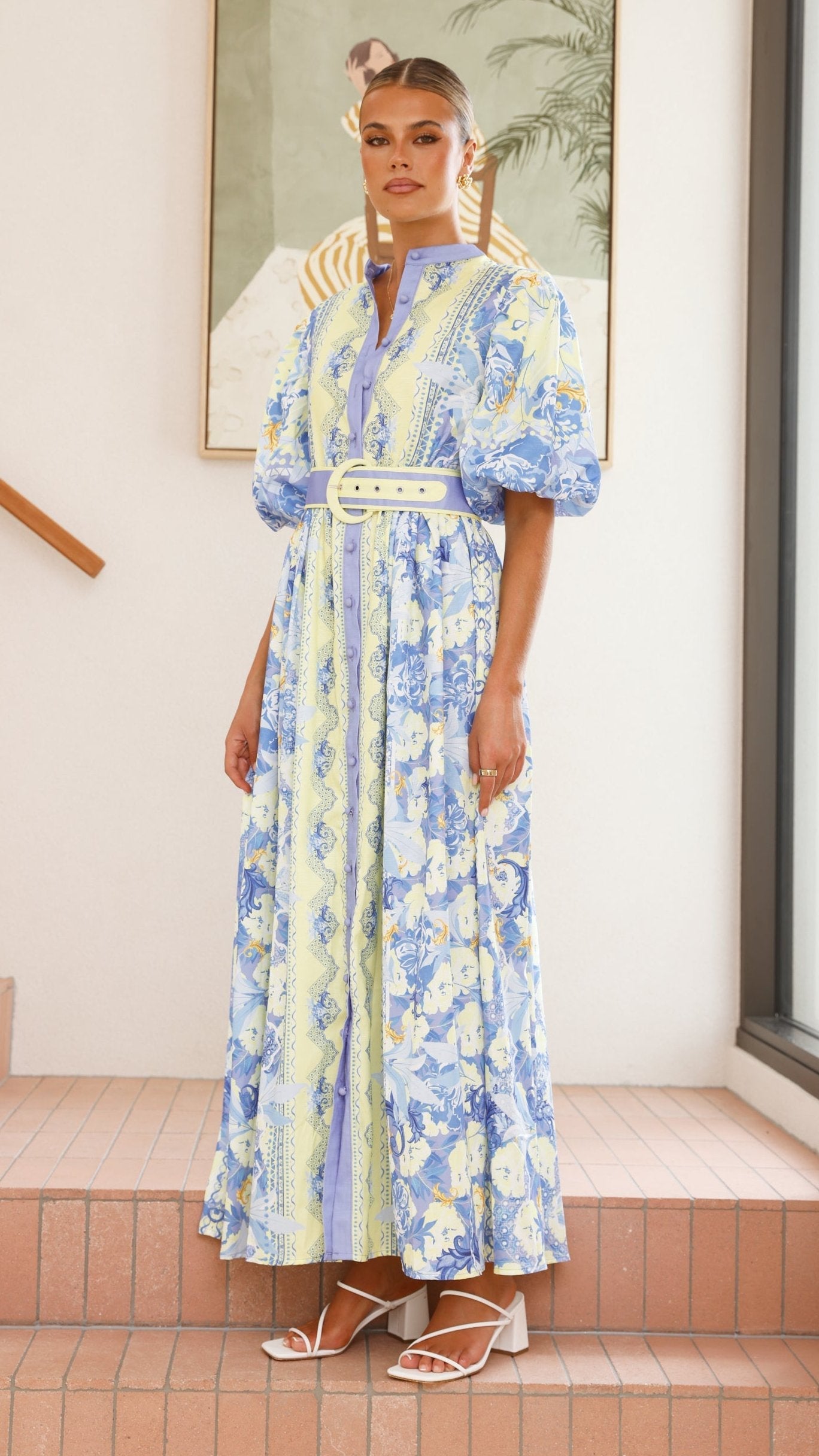 Claudelle Maxi Dress - Blue/Yellow