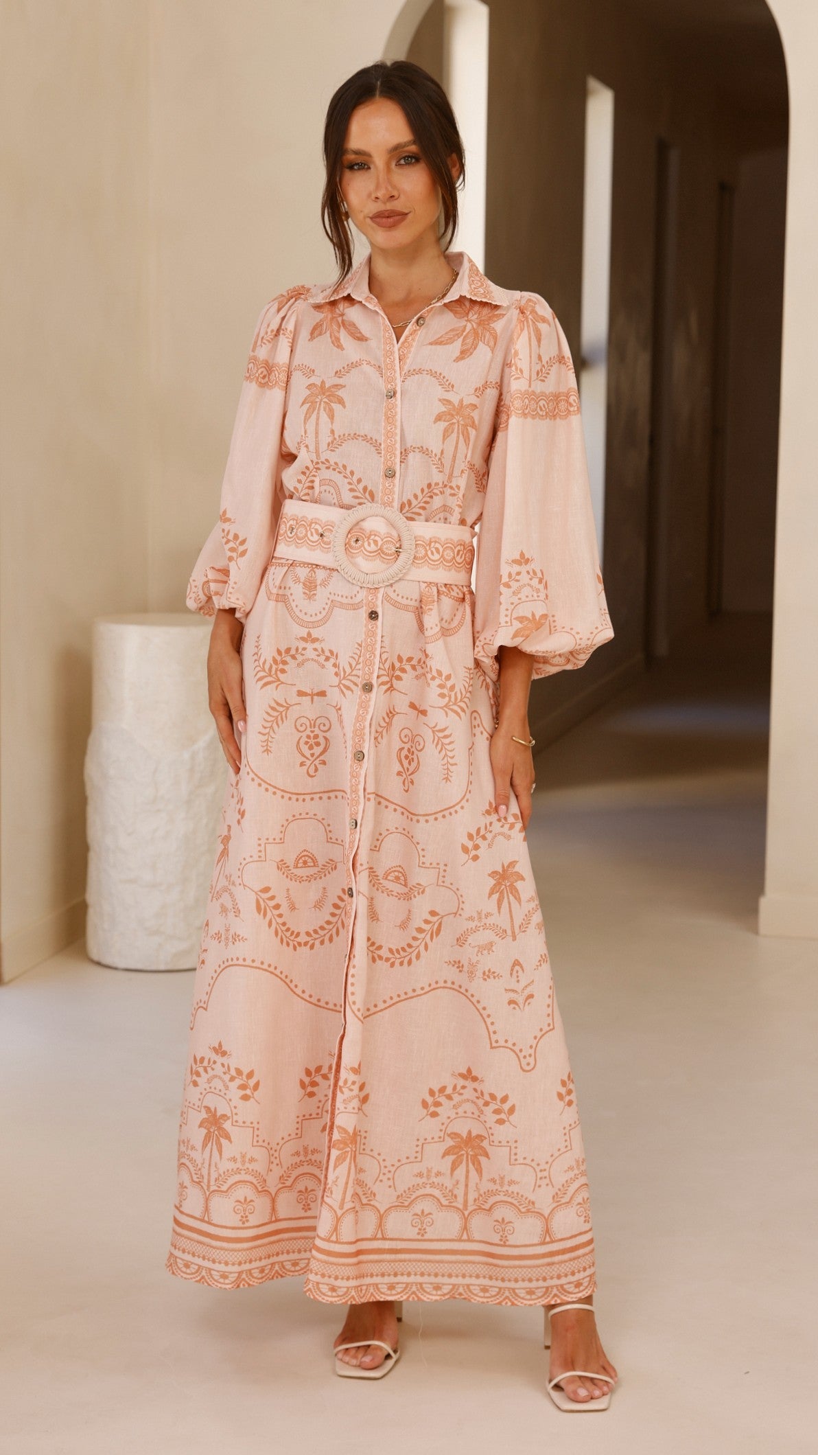 Xander Long Sleeve Maxi Dress - Natural