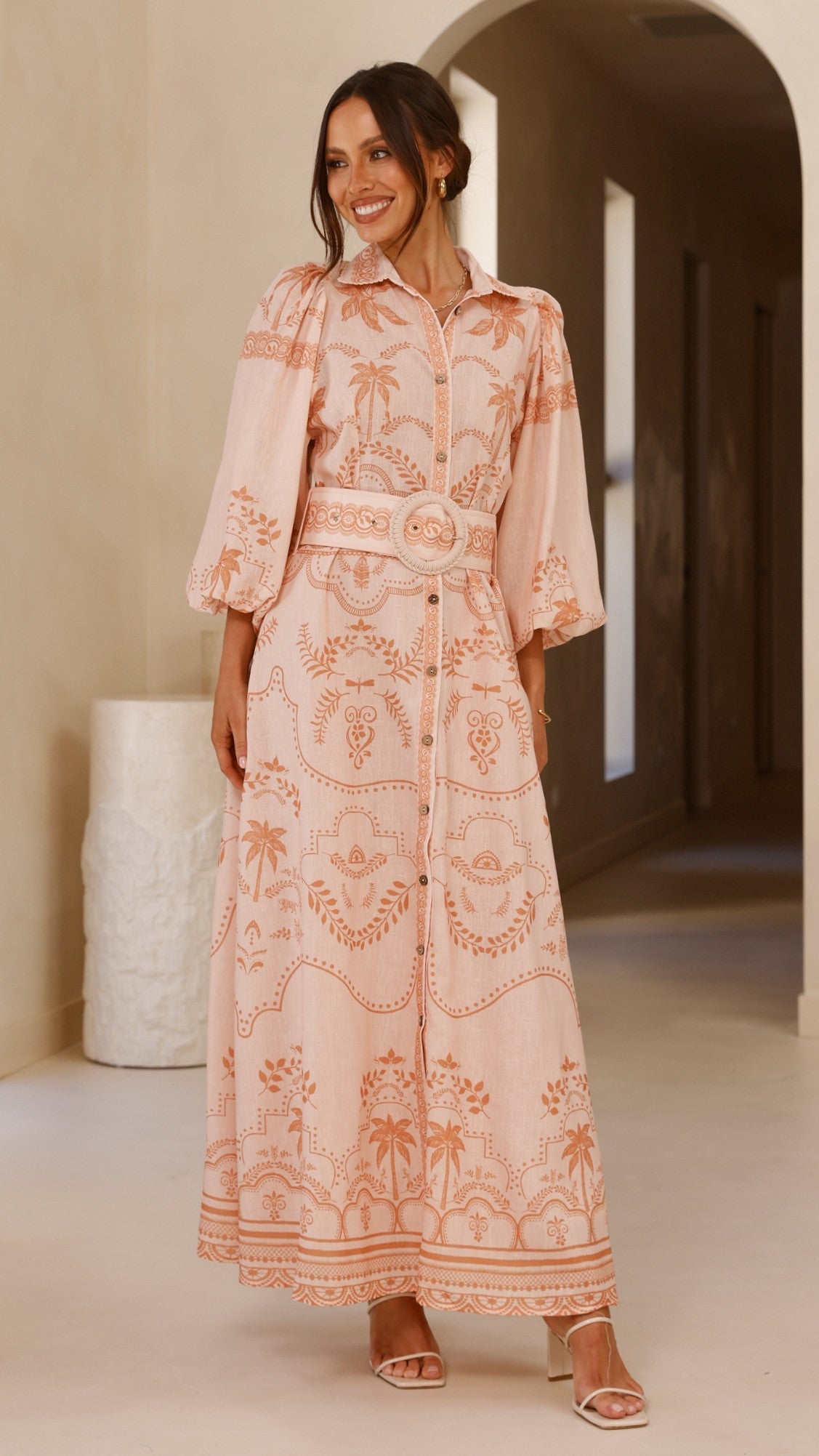 Xander Long Sleeve Maxi Dress - Natural