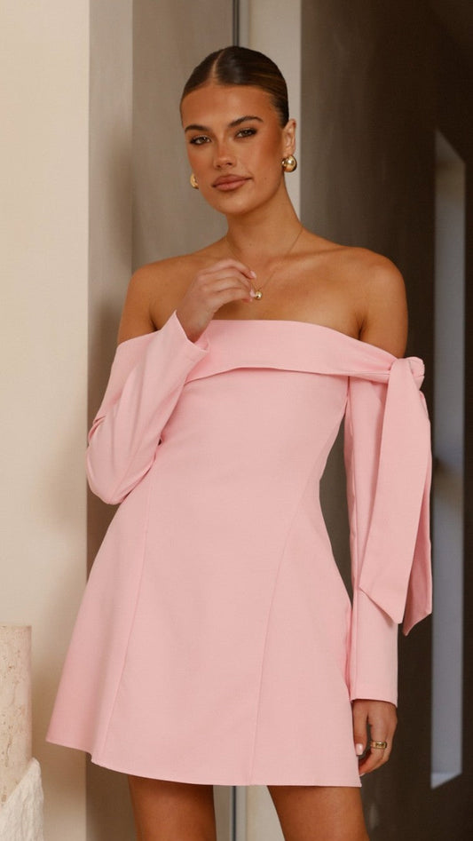 Halen Long Sleeve Mini Dress - Pink