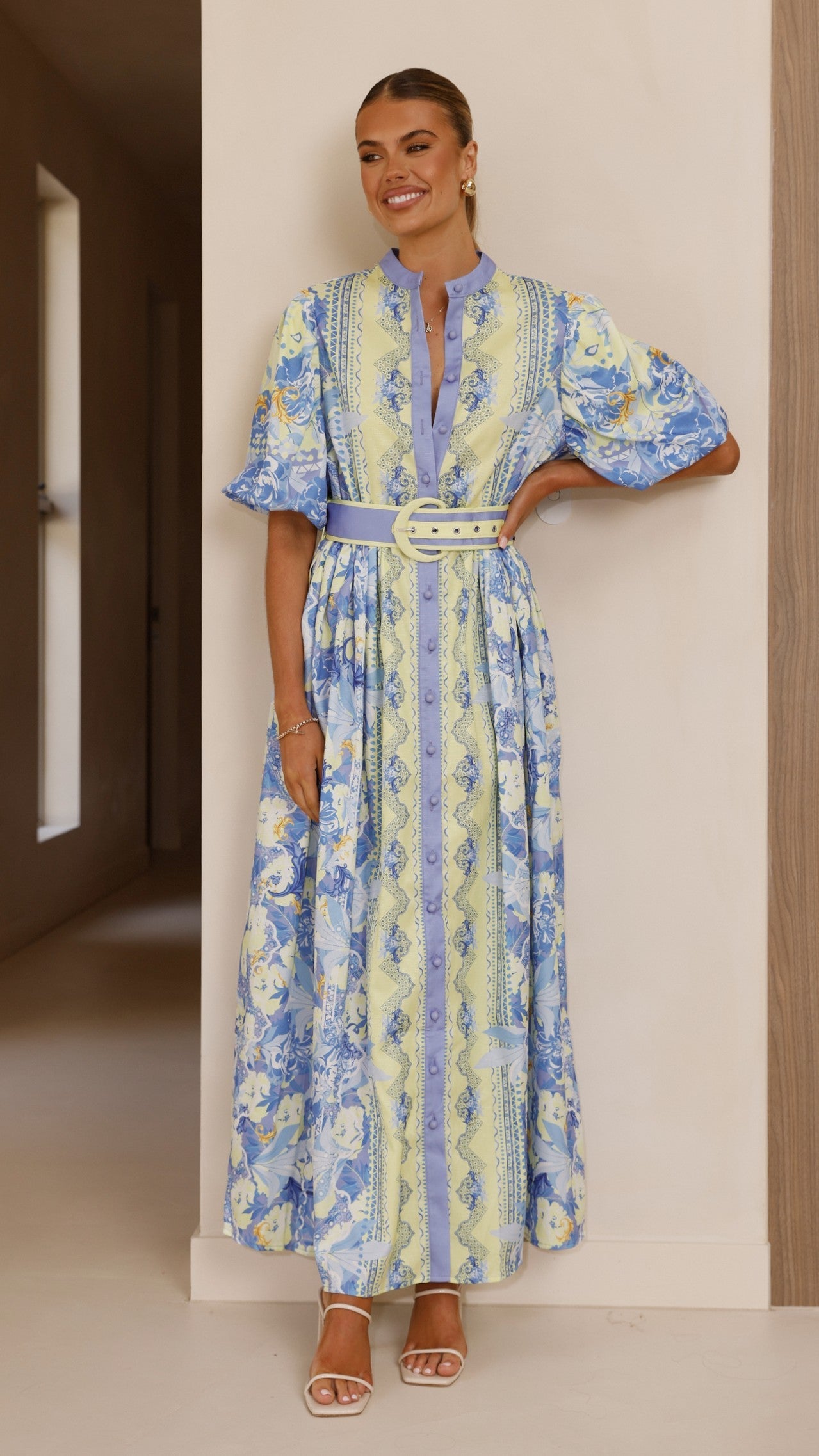 Claudelle Maxi Dress - Blue/Yellow