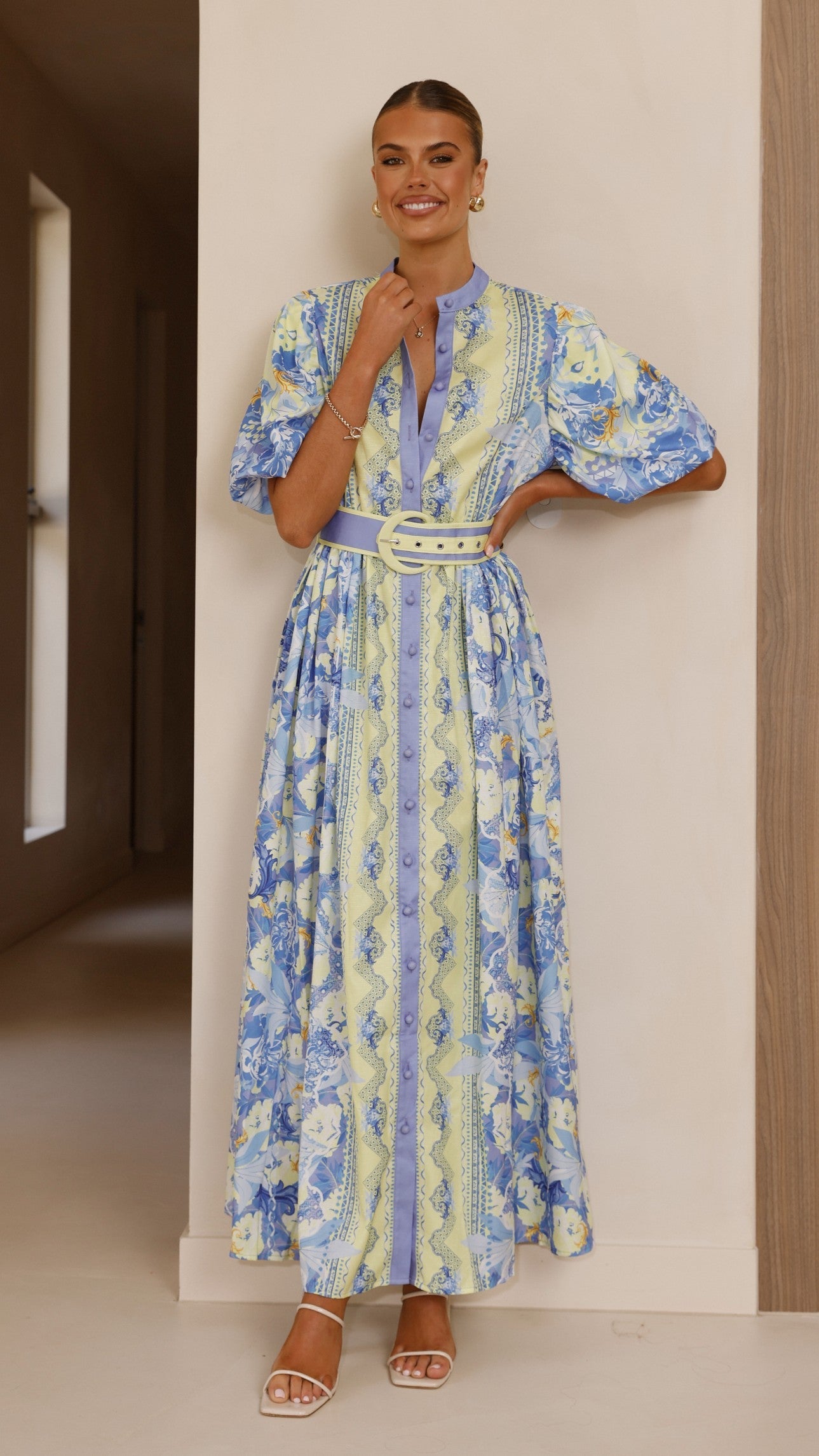 Claudelle Maxi Dress - Blue/Yellow