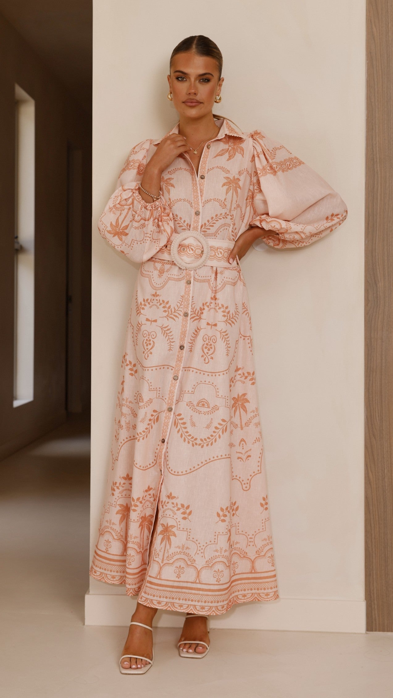 Xander Long Sleeve Maxi Dress - Natural