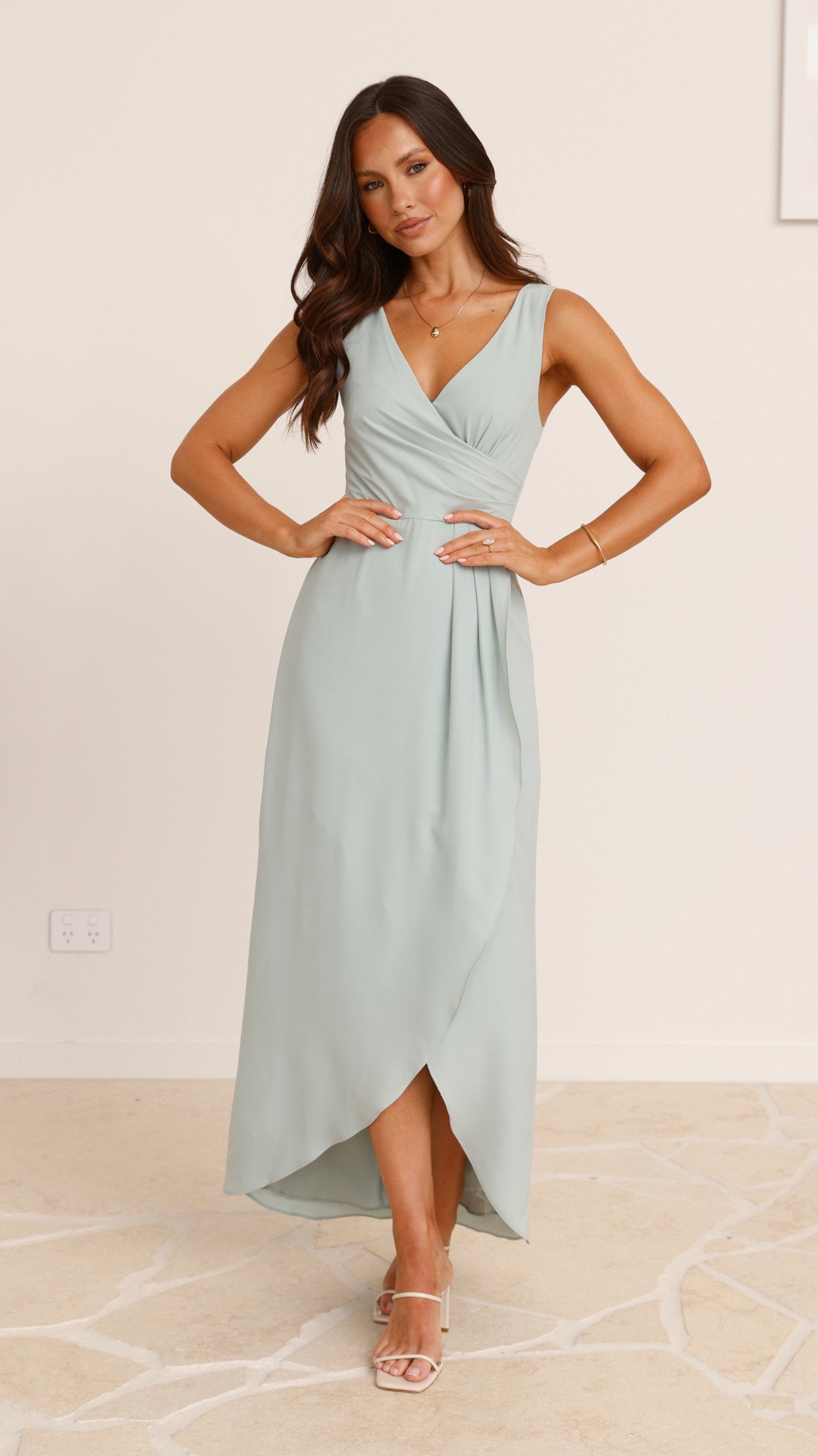 Pamela V Neck Maxi Dress - Sage