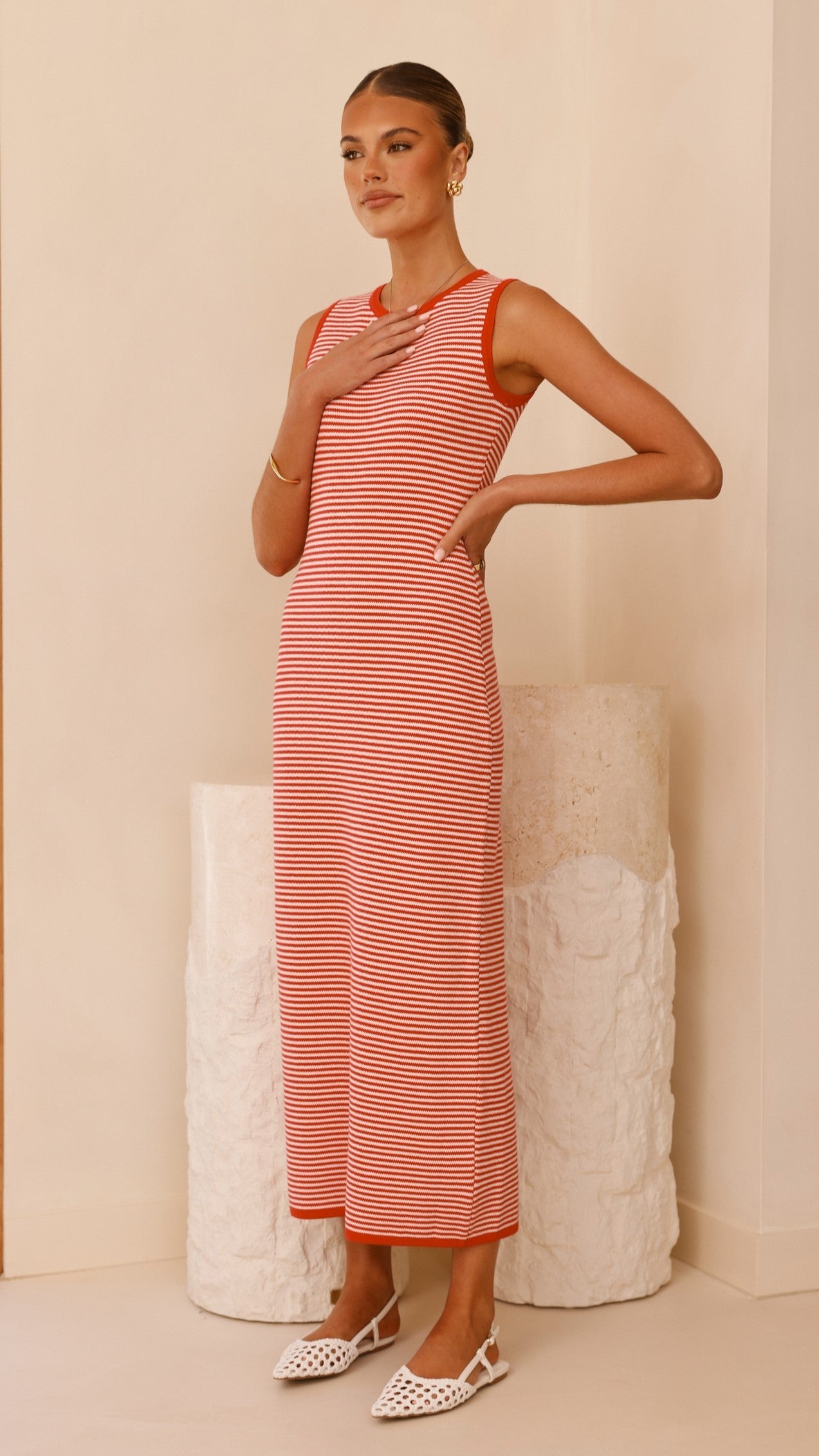 Leilah Maxi Dress - Red Stripe