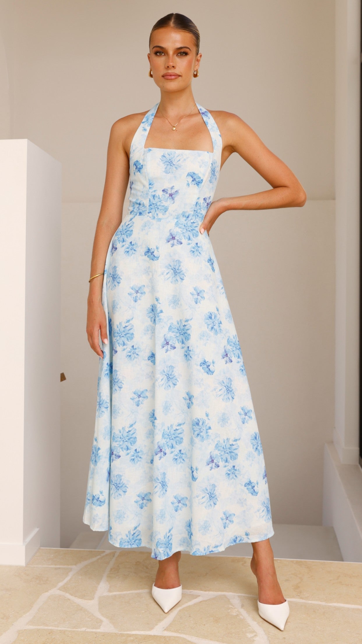 Mady Maxi Dress - Blue Floral
