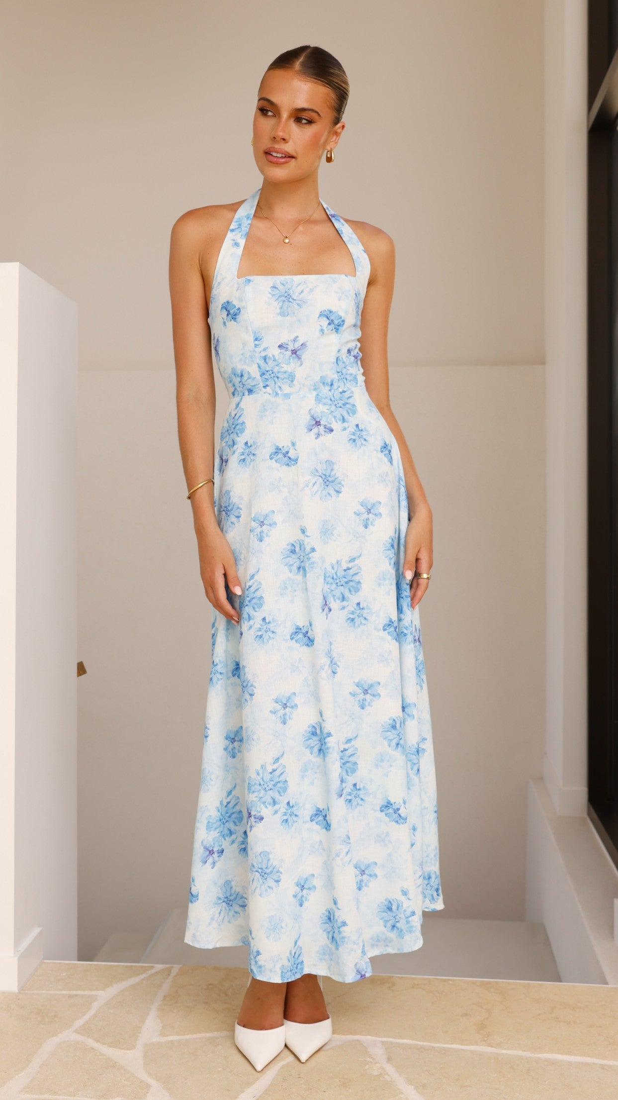 Mady Maxi Dress - Blue Floral