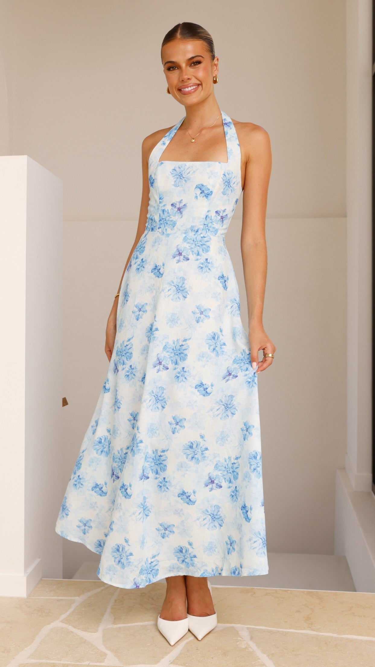 Mady Maxi Dress - Blue Floral