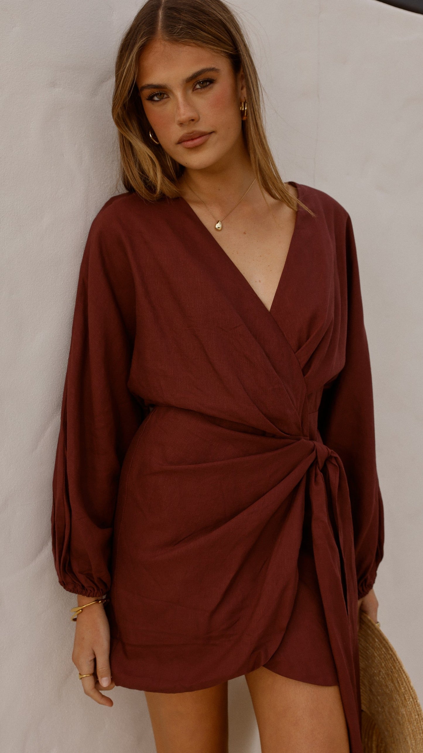 Myra Long Sleeve Mini Dress - Chocolate