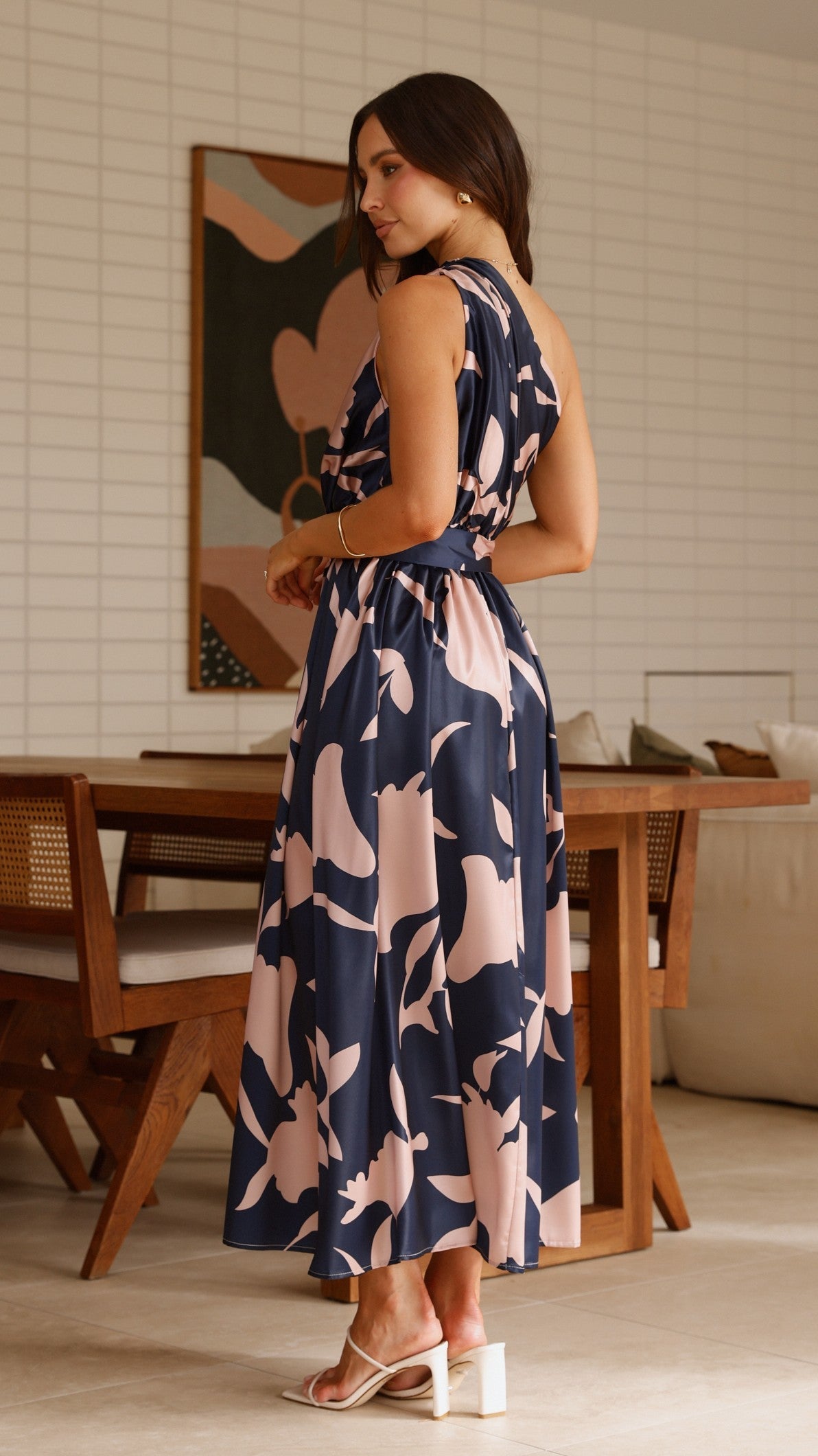 Hadas Maxi Dress - Navy/Pink Print