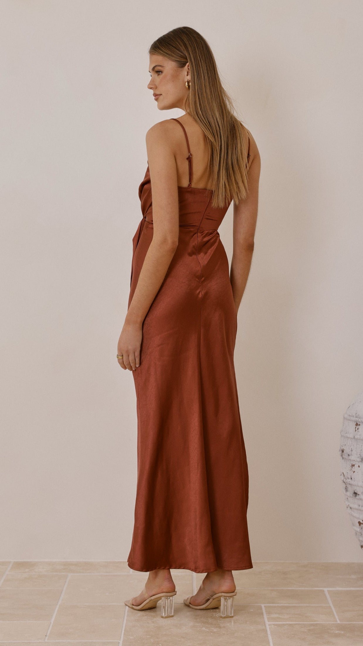 Yasmeen Tie Front Maxi Dress - Rust