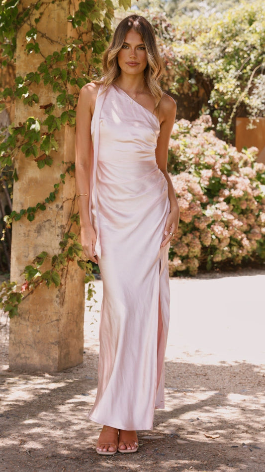 Halle One Shoulder Maxi Dress - Pink
