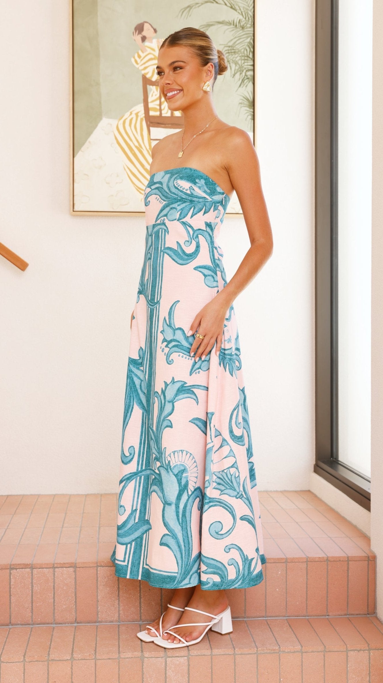Madra Maxi Dress - Aqua / Pink Zayna