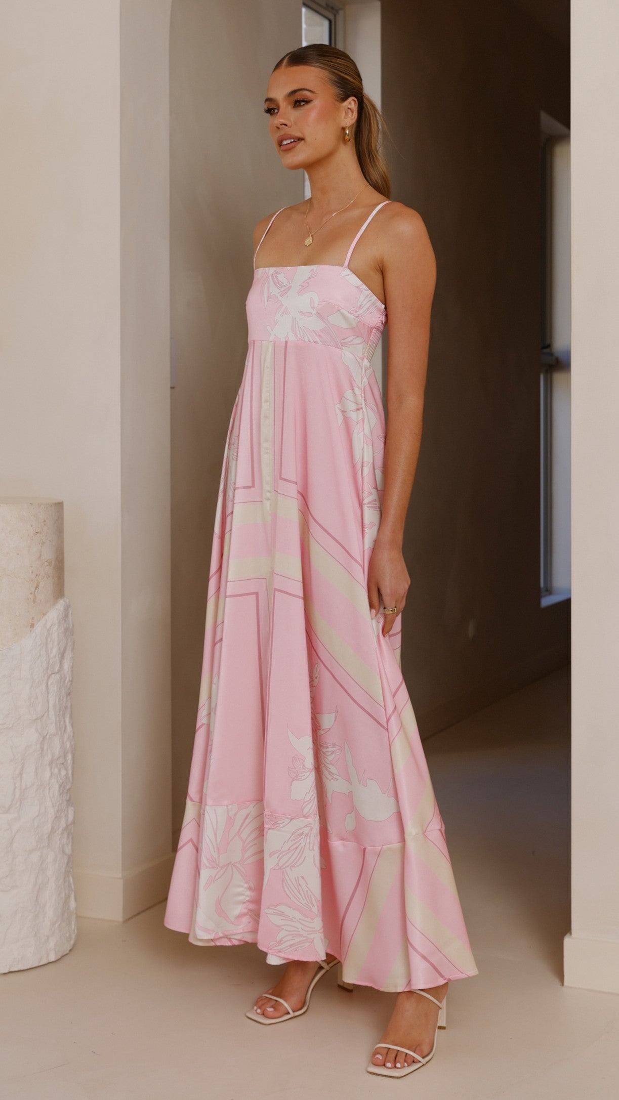 Kaethe Maxi Dress - Pink/White