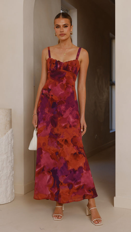 Margo Midi Dress - Dark Rose