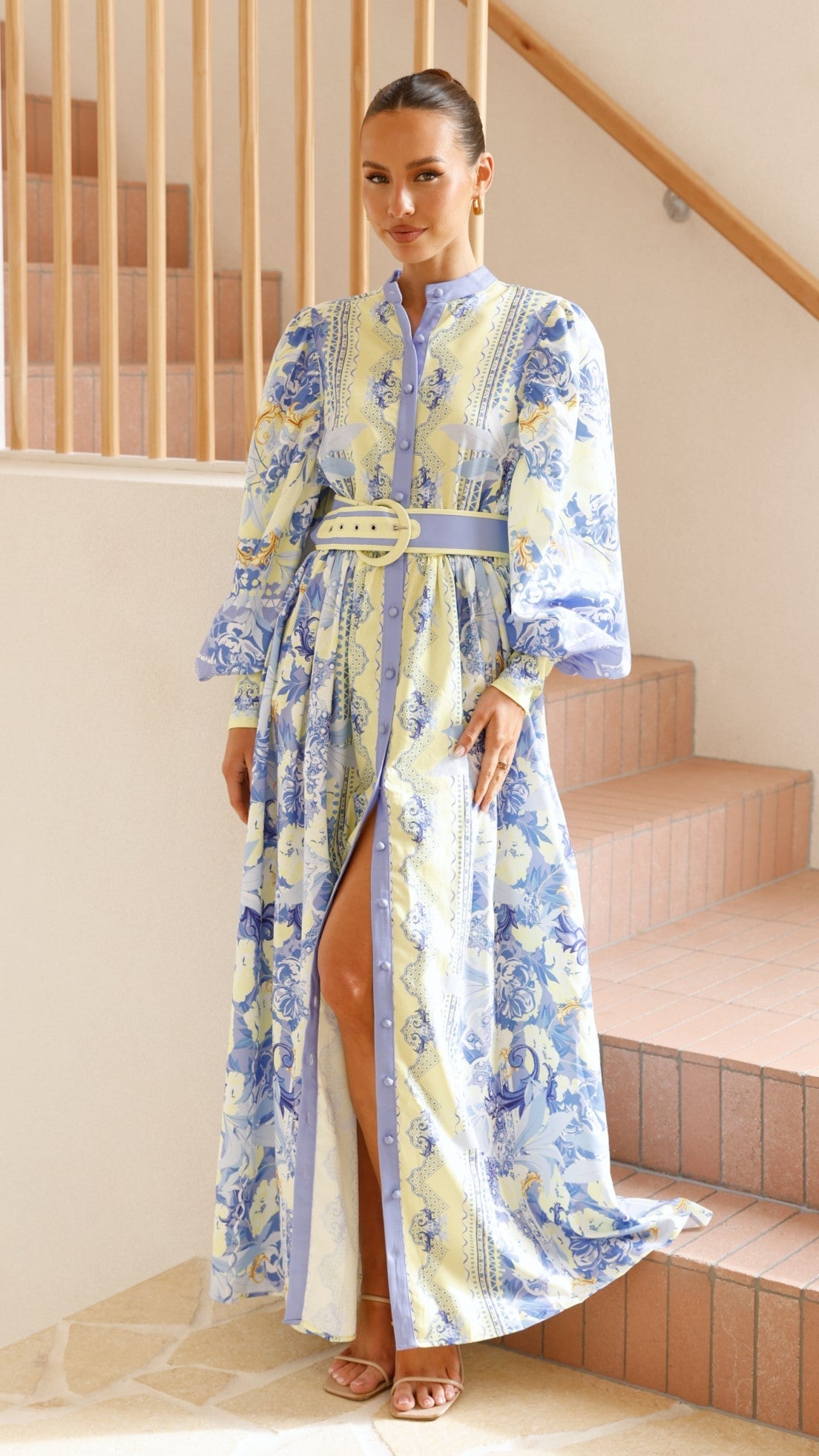 Kalliope Maxi Dress - Blue/Yellow