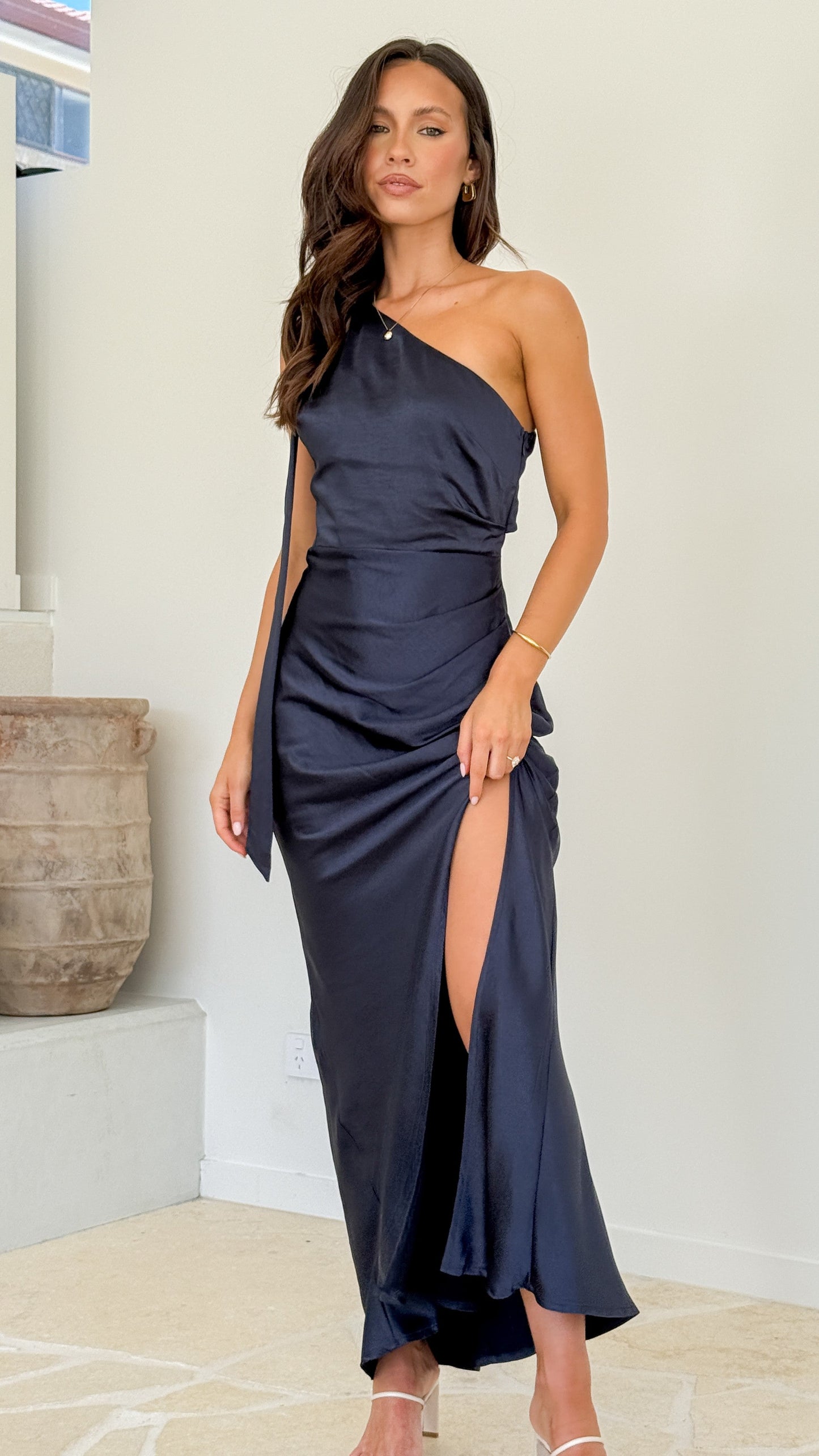 Halle One Shoulder Maxi Dress - Navy