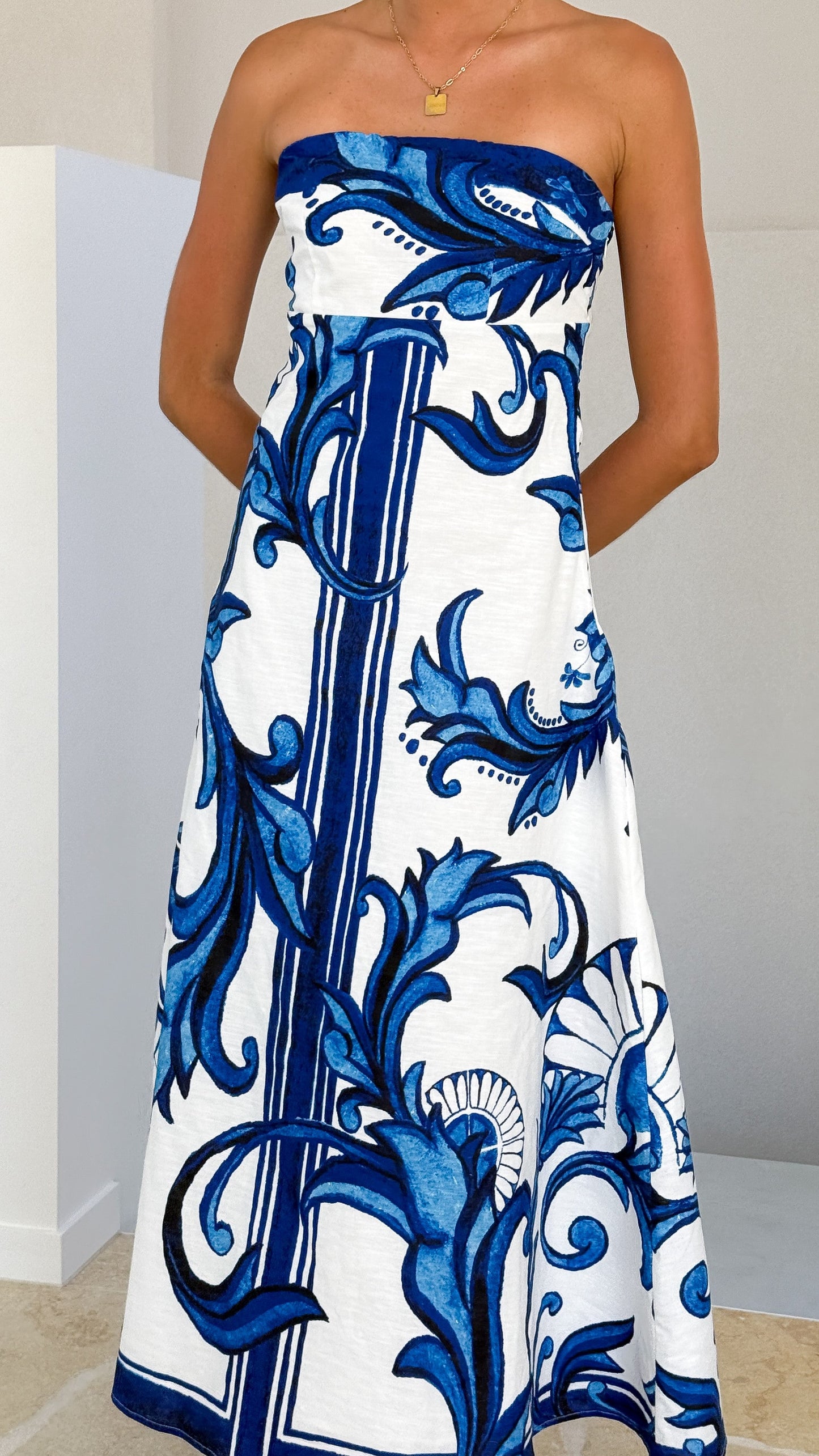Madra Maxi Dress - Sapphire / White Zayna