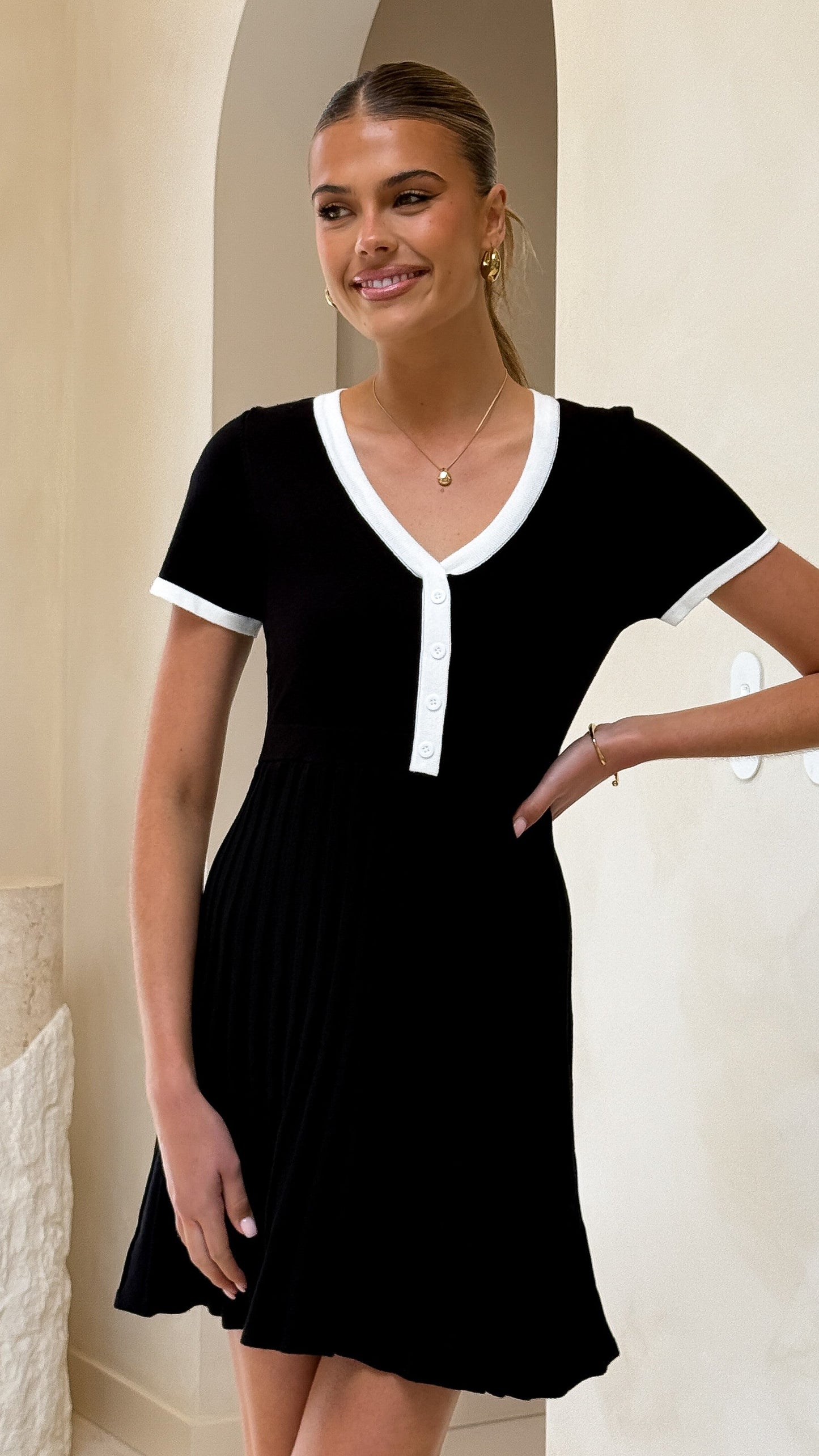 Kaylee Pleat Dress - Black