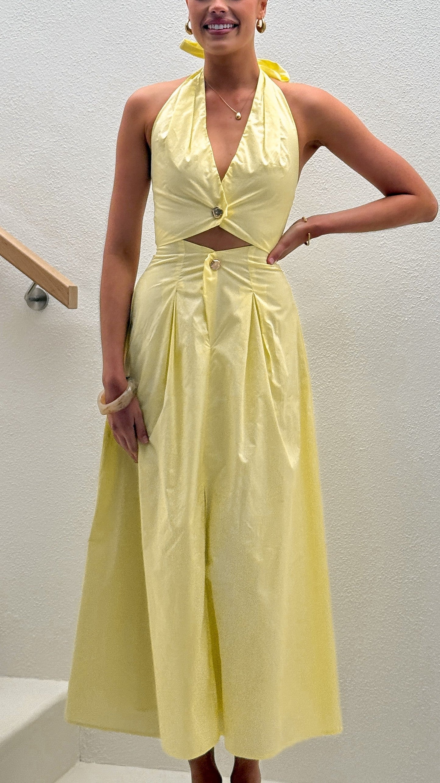 Wesley Halter Neck Maxi Dress - Yellow