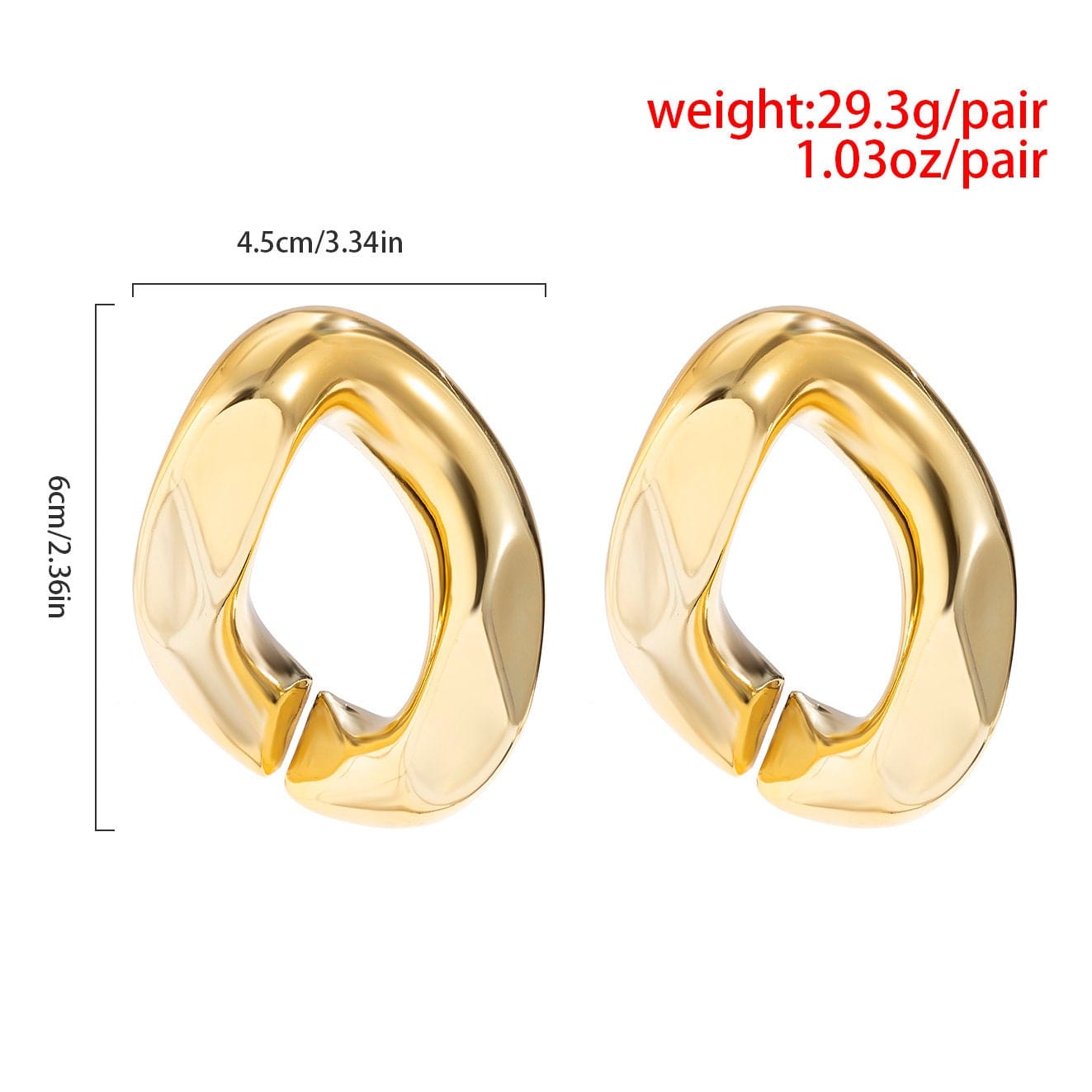 Geometric Gold Silver Tone Chunky Hoop Earrings