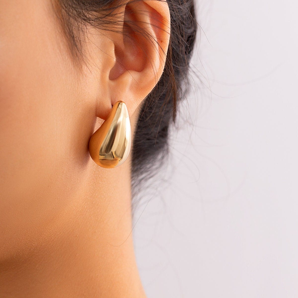 Geometric Gold Silver Tone Chunky Waterdrop Earrings