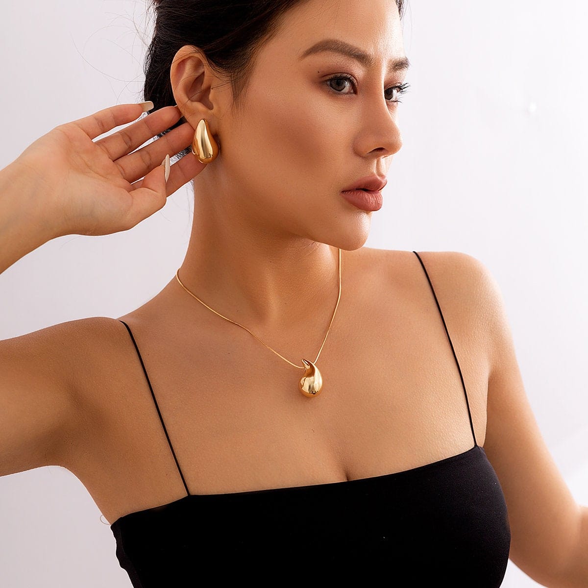Geometric Gold Silver Tone Chunky Waterdrop Earrings