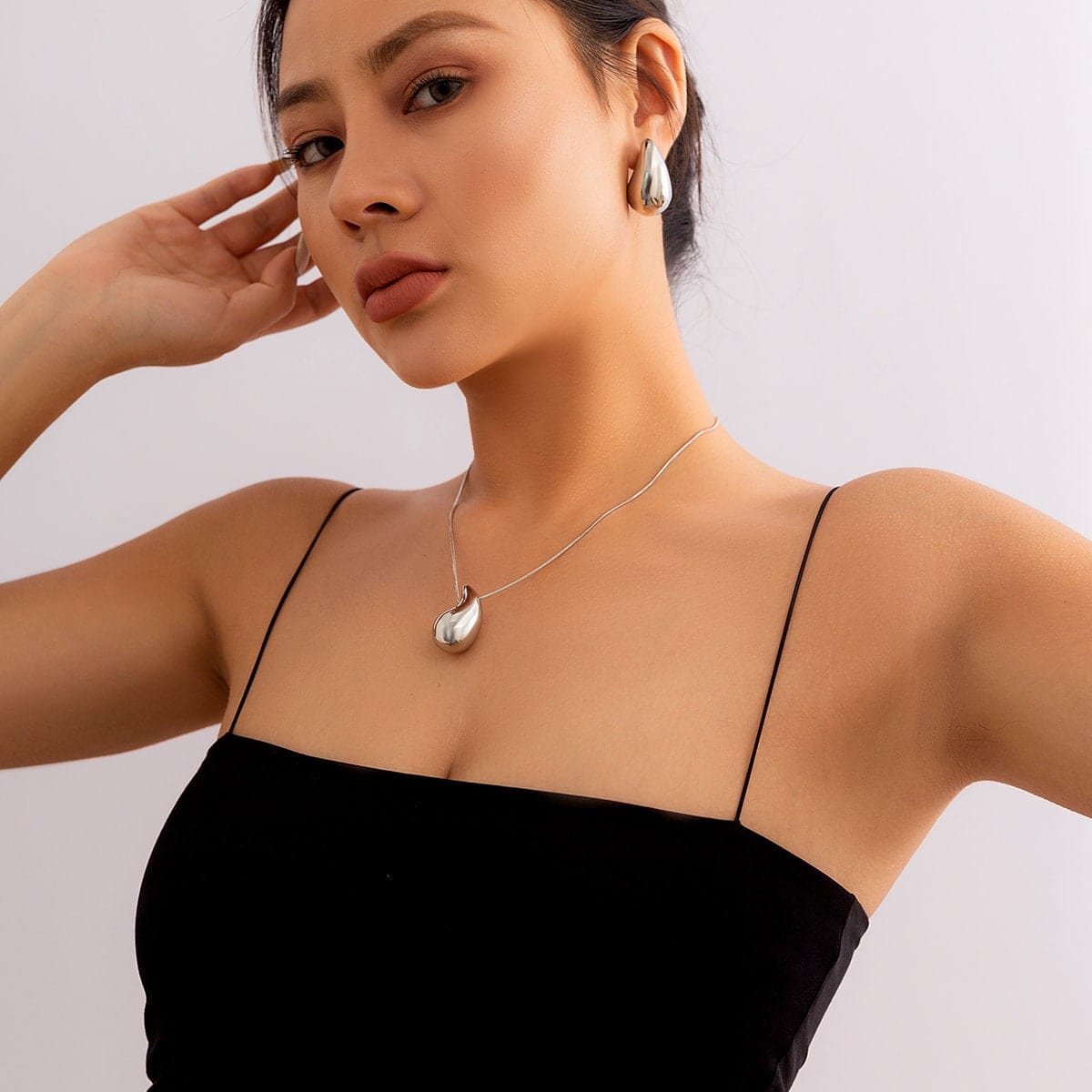 Geometric Gold Silver Tone Chunky Waterdrop Earrings
