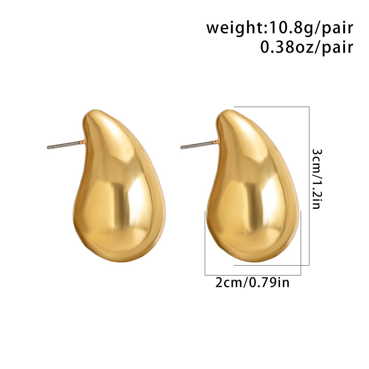 Geometric Gold Silver Tone Chunky Waterdrop Earrings