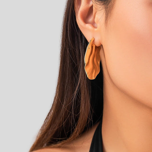 Geometric Gold Silver Tone Irregular Metallic Earrings