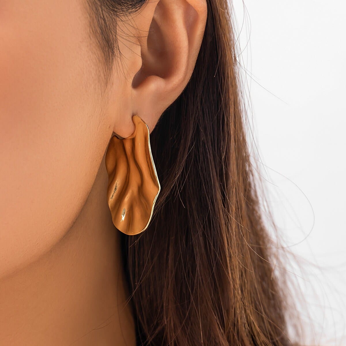 Geometric Gold Silver Tone Irregular Metallic Earrings