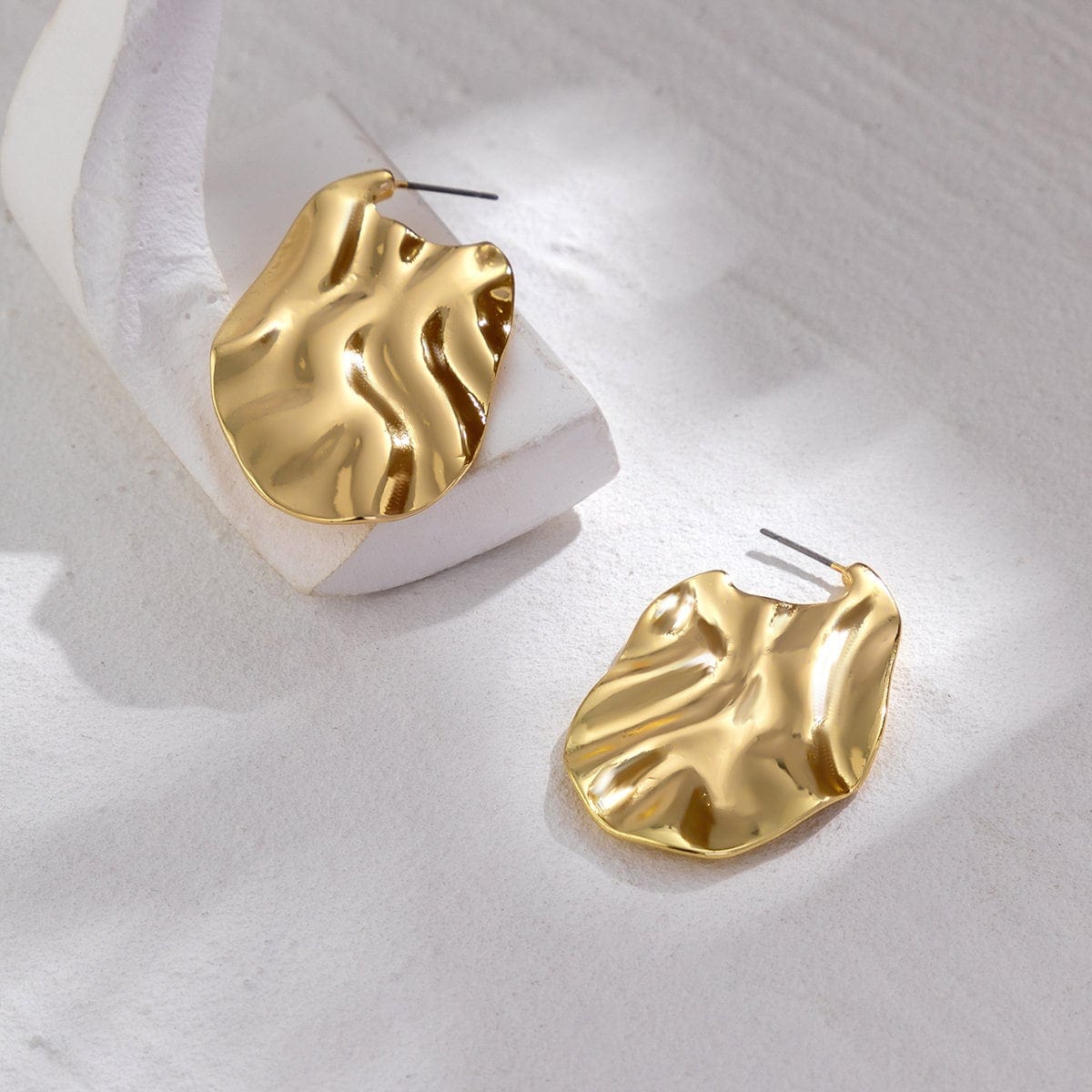 Geometric Gold Silver Tone Irregular Metallic Earrings