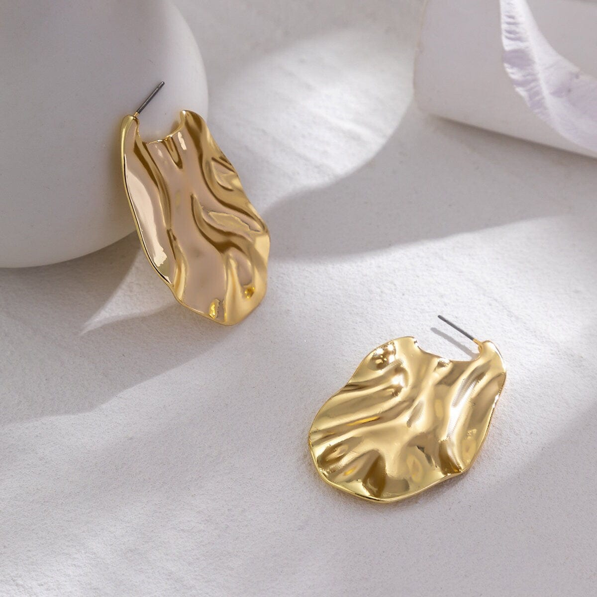 Geometric Gold Silver Tone Irregular Metallic Earrings