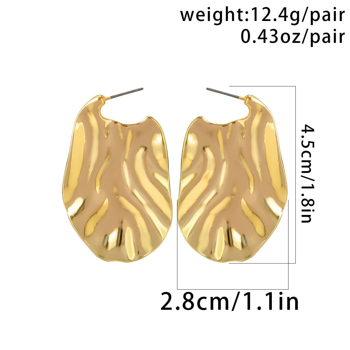 Geometric Gold Silver Tone Irregular Metallic Earrings