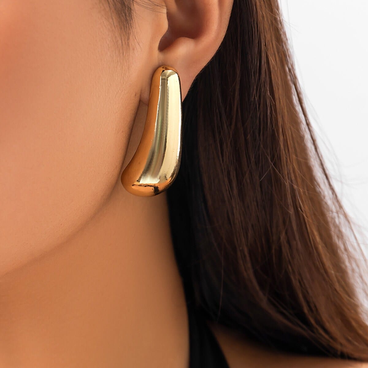 Geometric Gold Silver Tone Metallic Dangle Earrings