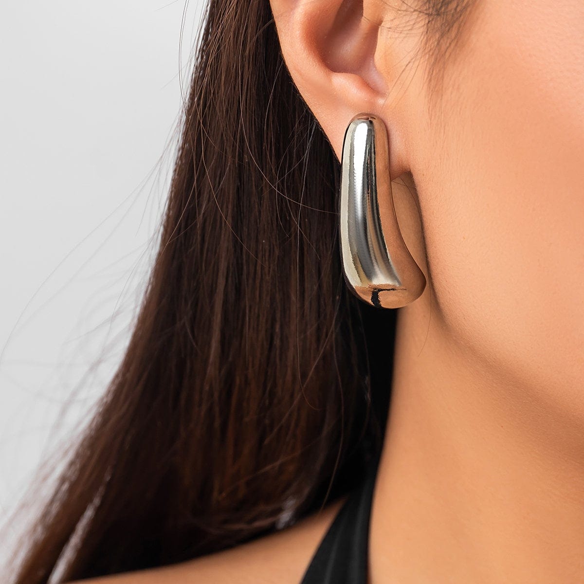 Geometric Gold Silver Tone Metallic Dangle Earrings