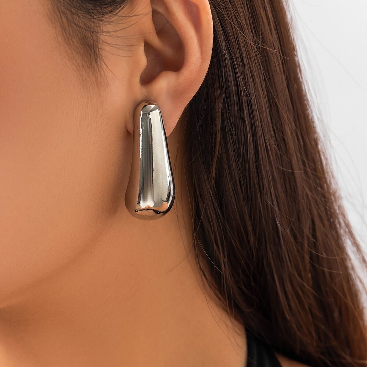 Geometric Gold Silver Tone Metallic Dangle Earrings