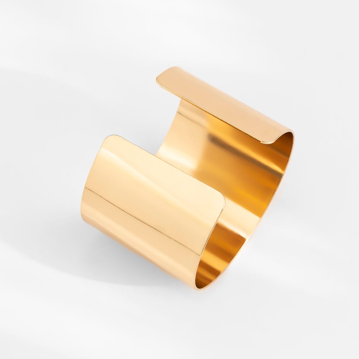Geometric Gold Silver Tone Mirror Wrist Cuff Wrap Wide Bangle