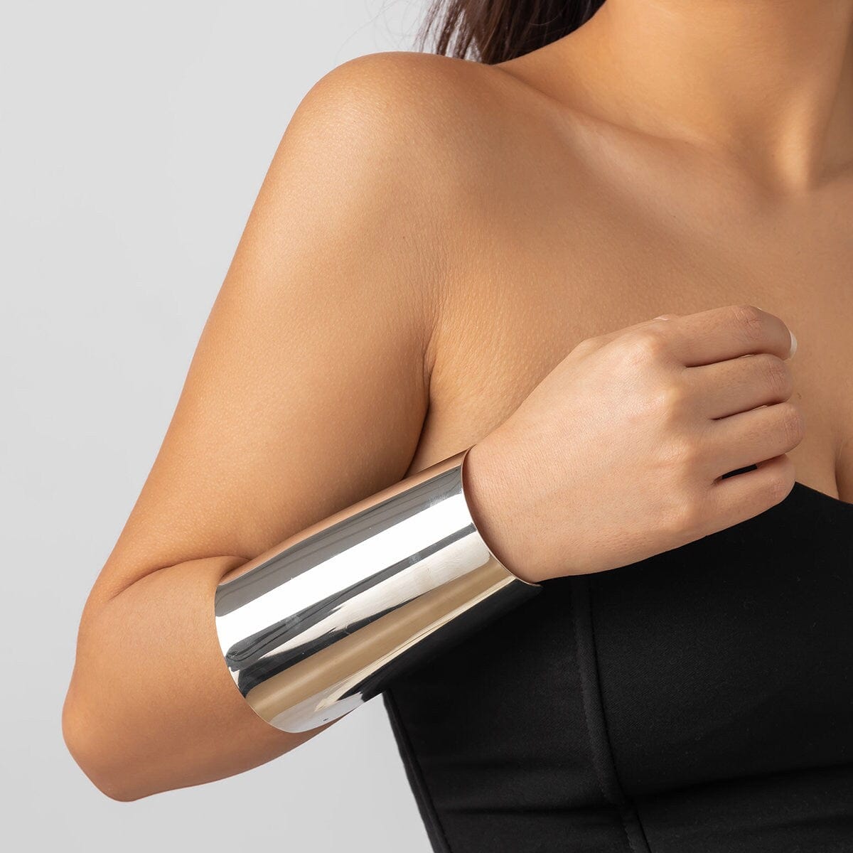 Geometric Gold Silver Tone Oversized Wrist Cuff Wrap Wide Bangle