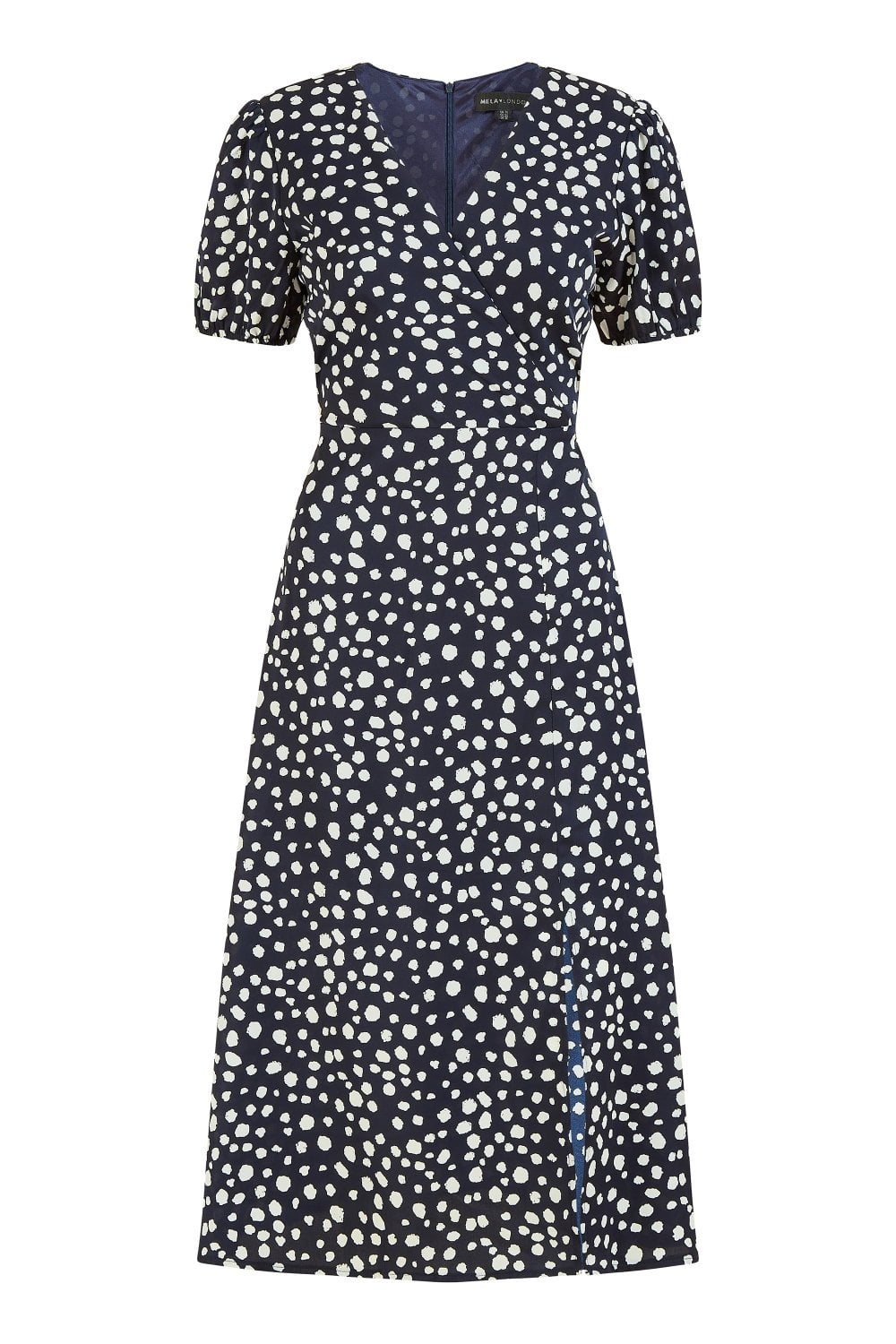 Mela Navy Spot Midi Tea Dress