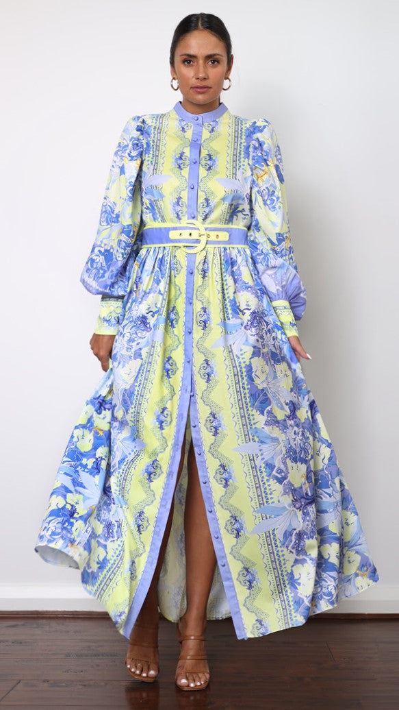 Kalliope Maxi Dress - Blue/Yellow