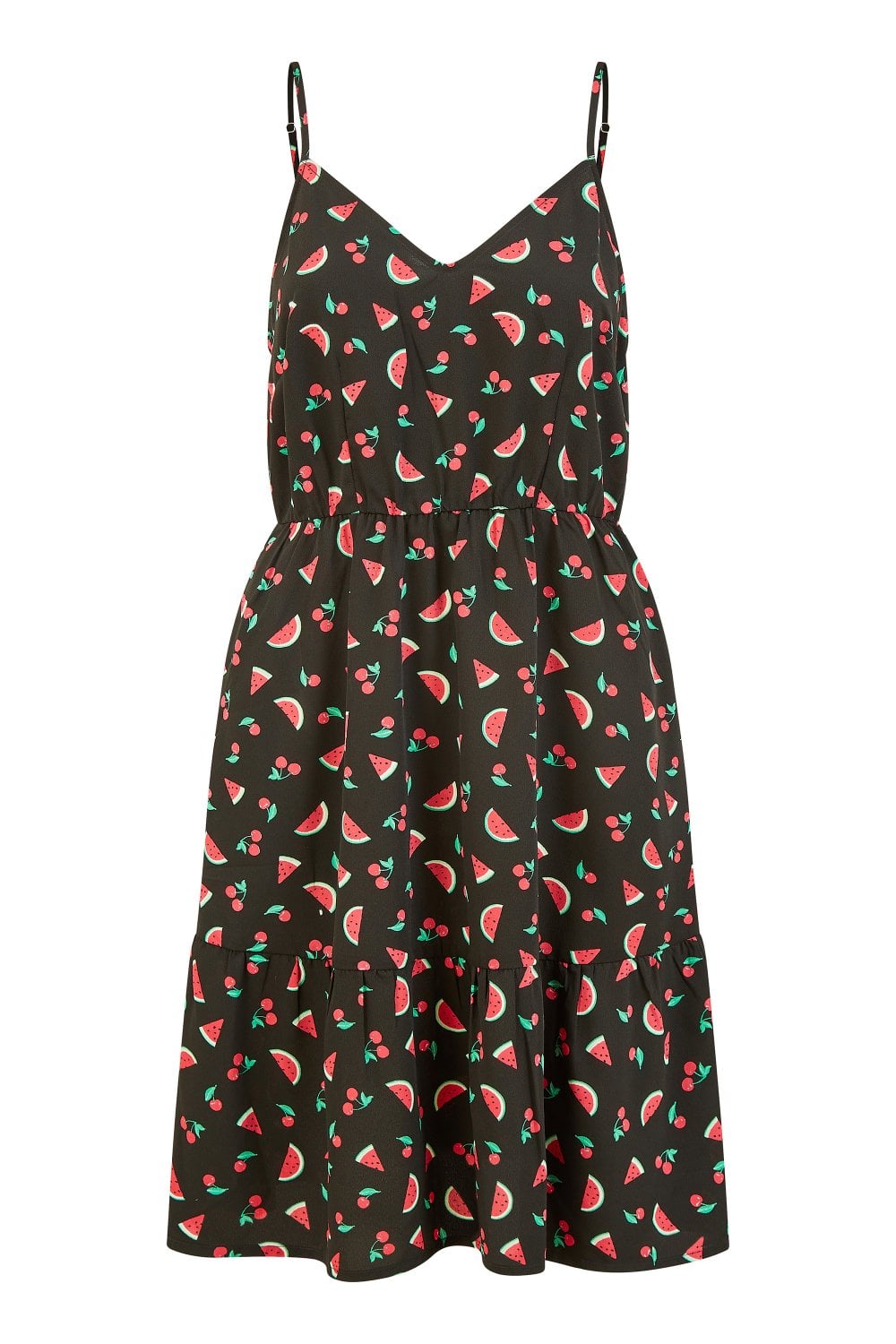 Yumi Black Recycled Fabric Watermelon Print Sundress
