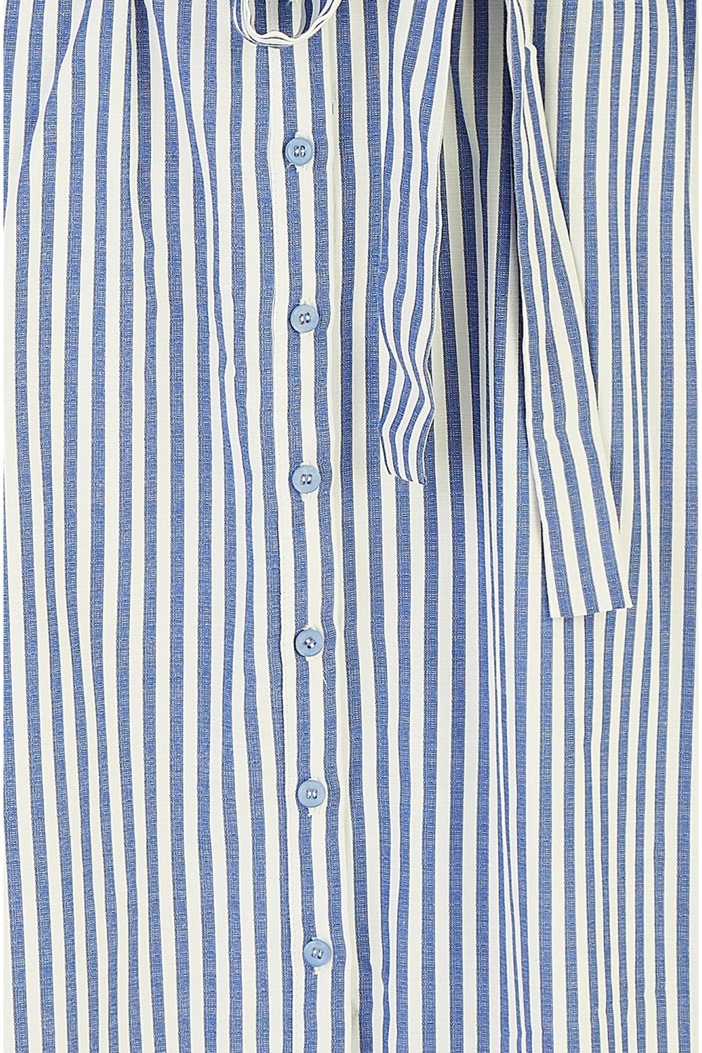 Yumi Blue Striped Sleeveless Midi Shirt Dress