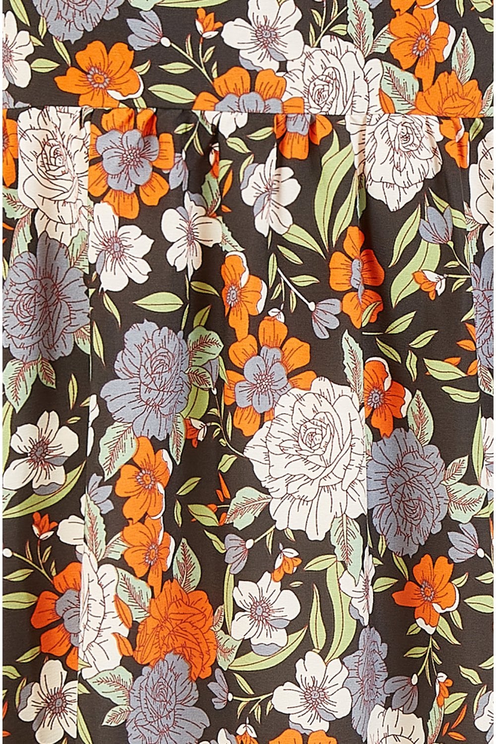 Yumi Multicolour Retro Floral Print Midi Sun Dress With Border Hem