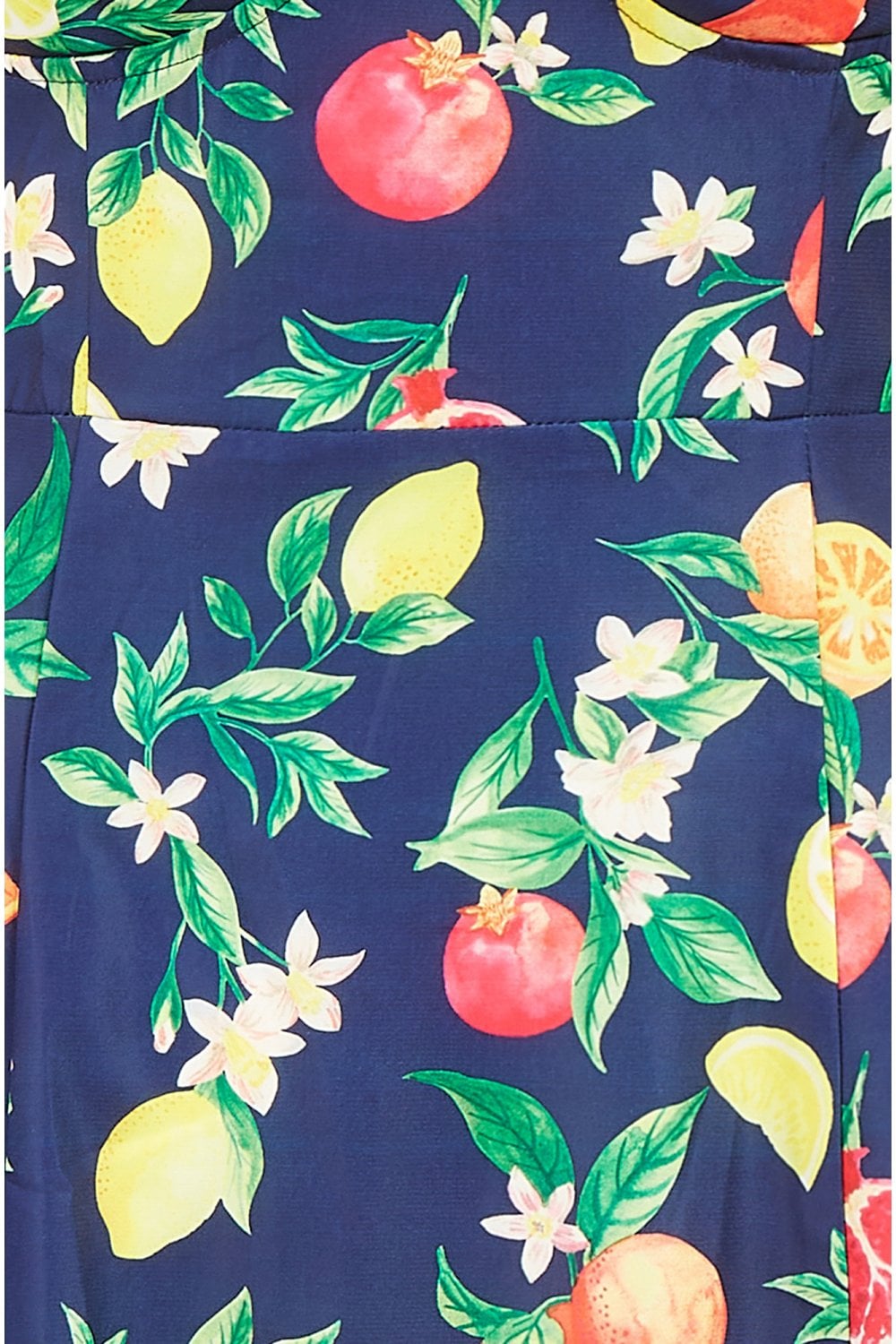 Yumi Navy Fruit Print Strappy Sundress With Front Split