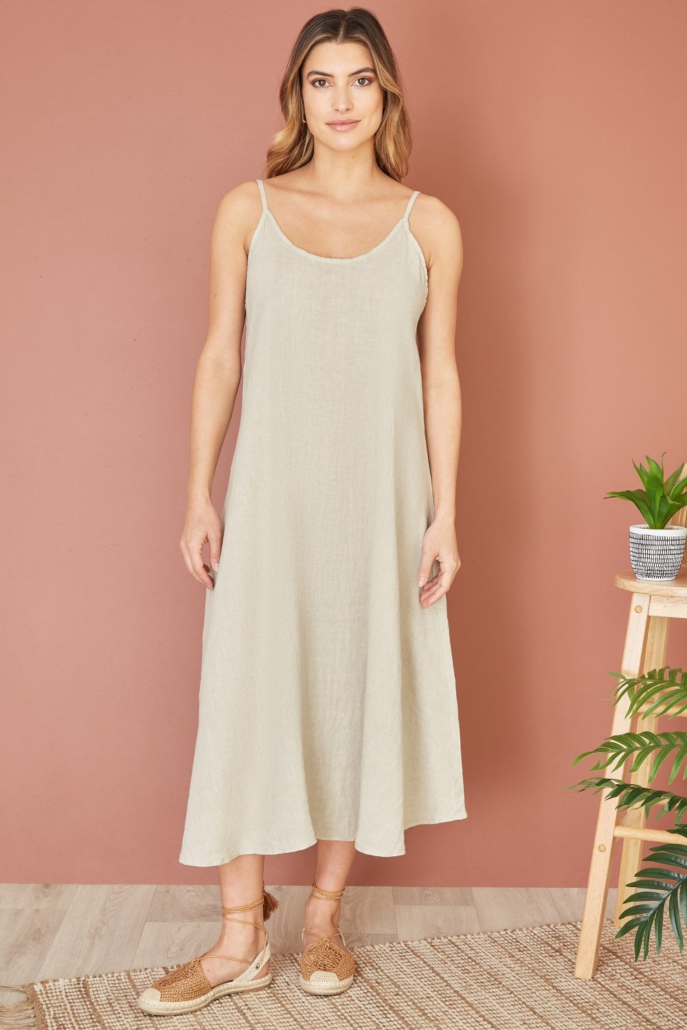 Yumi Stone Italian Linen Relaxed Fit Midi Sundress