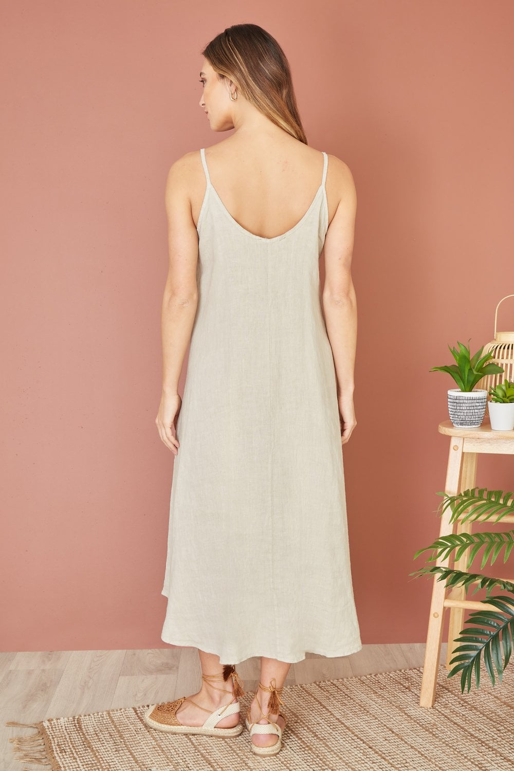 Yumi Stone Italian Linen Relaxed Fit Midi Sundress