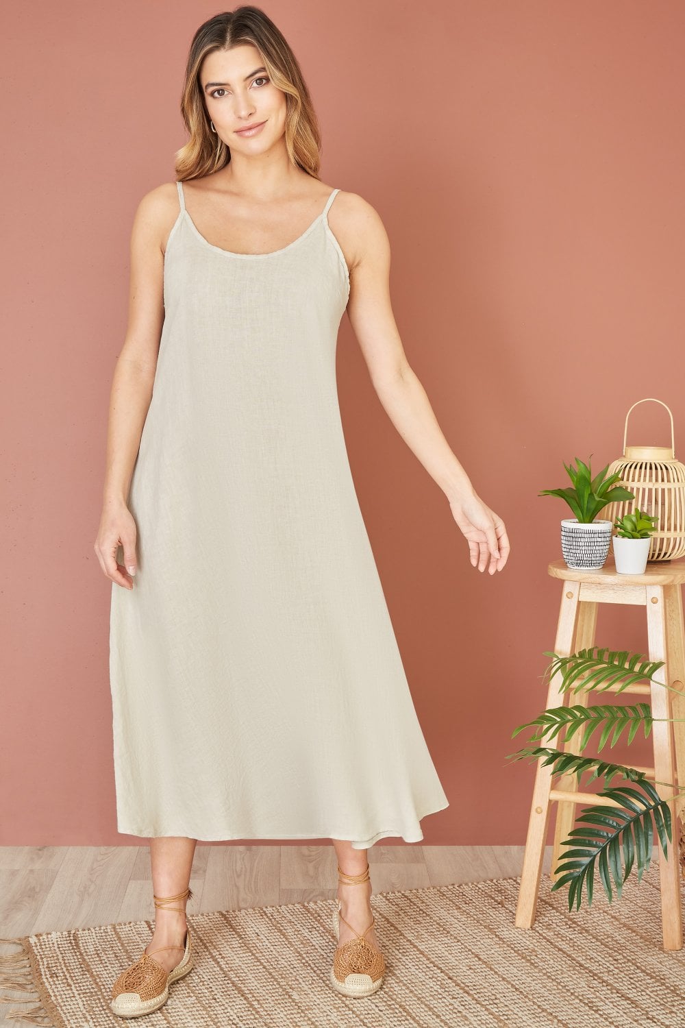 Yumi Stone Italian Linen Relaxed Fit Midi Sundress