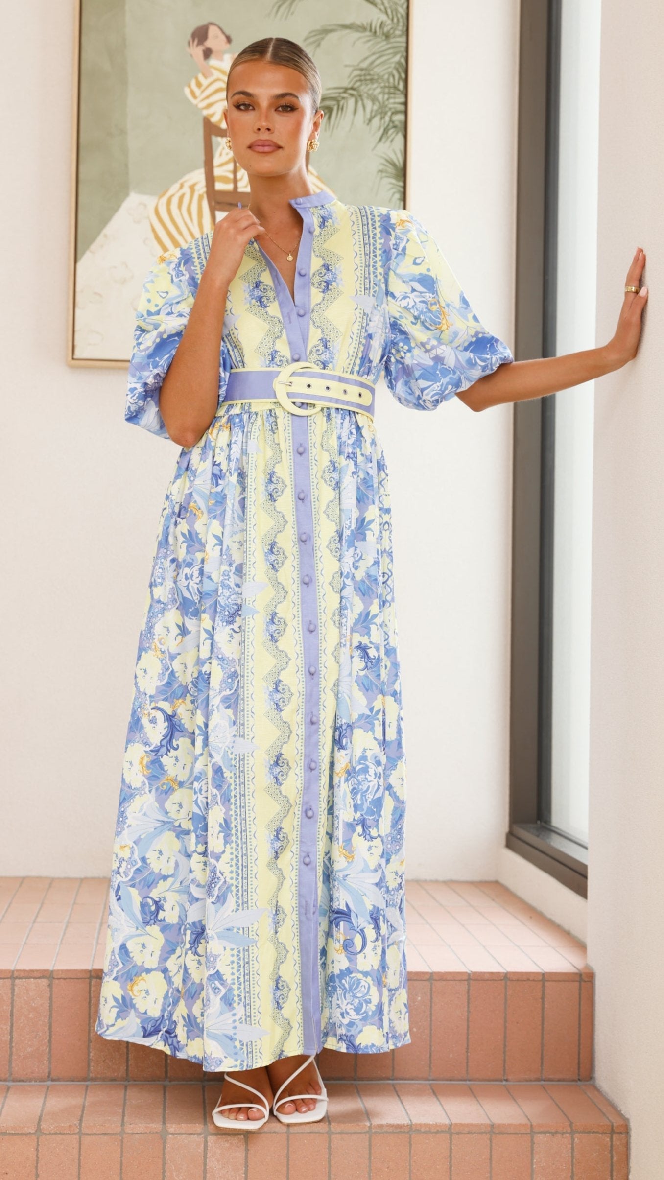 Claudelle Maxi Dress - Blue/Yellow