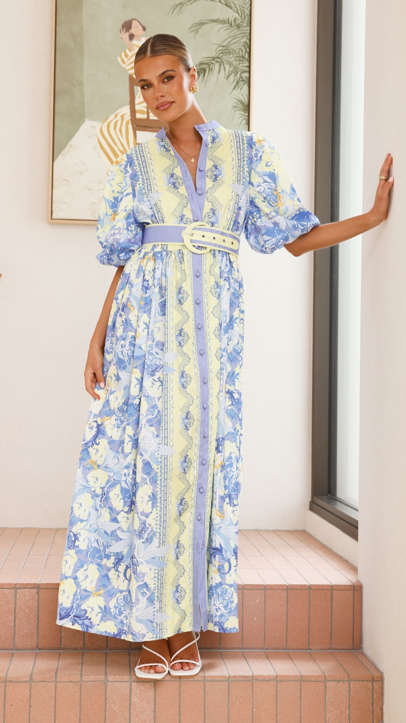 Claudelle Maxi Dress - Blue/Yellow